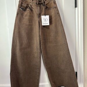 MICA Denim High Rise Wide-Leg Vintage Brown Jeans